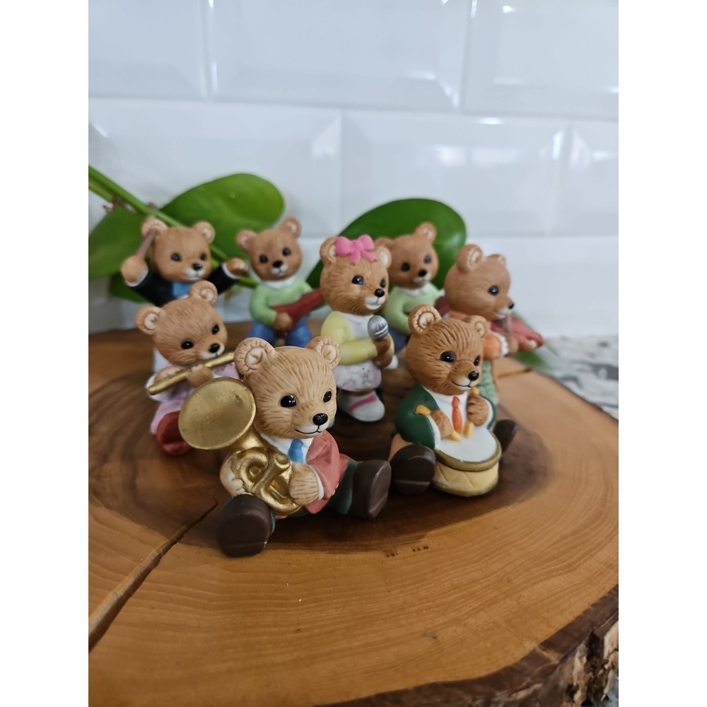 Homco Music Band Bears #1422 Set of 8 Porcelain Figurines w/ instruments - Picture 3 of 9